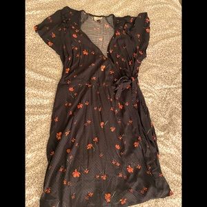 Women’s Black and Orange Floral Dress